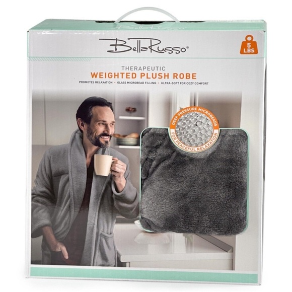 BELLA RUSSO Therapeutic Weighted Plush Robe in Gray - Picture 1 of 5
